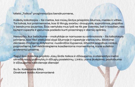 Direktorės sveikinimas bendruomenei