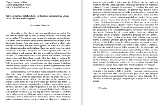 8 kl. mokinio Edgaro Urbono rašinys respublikiniam konkursui