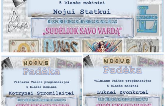 Padėkos respublikinio konkurso „SUDĖLIOK SAVO VARDĄ“ dalyviams