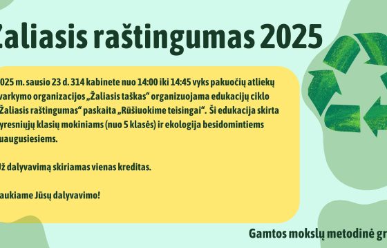 Žaliojo raštingumo edukacija apie rūšiavimą