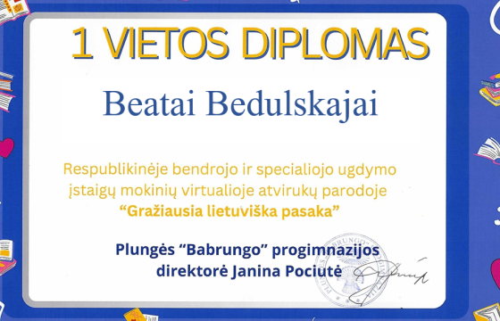 Prizinės vietos respublikinėje virtualioje parodoje „Gražiausia lietuviška pasaka“