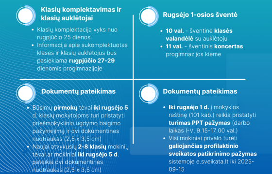 Informacija naujai priimtų vaikų tėvams