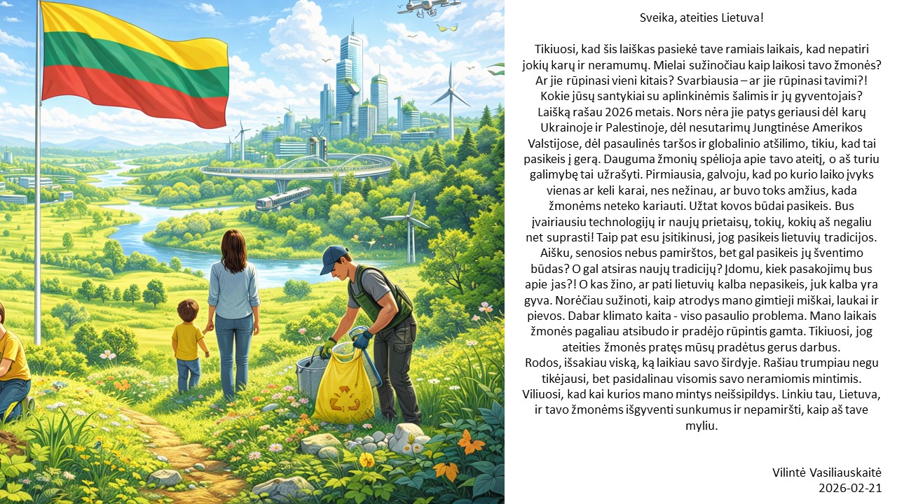 Tarpmokyklinis projektas „Laiškas – atvirukas ateities Lietuvai – mokinių vizijos“