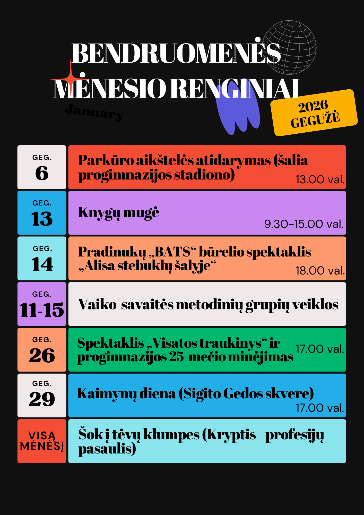 Bendruomenės mėnesio renginiai