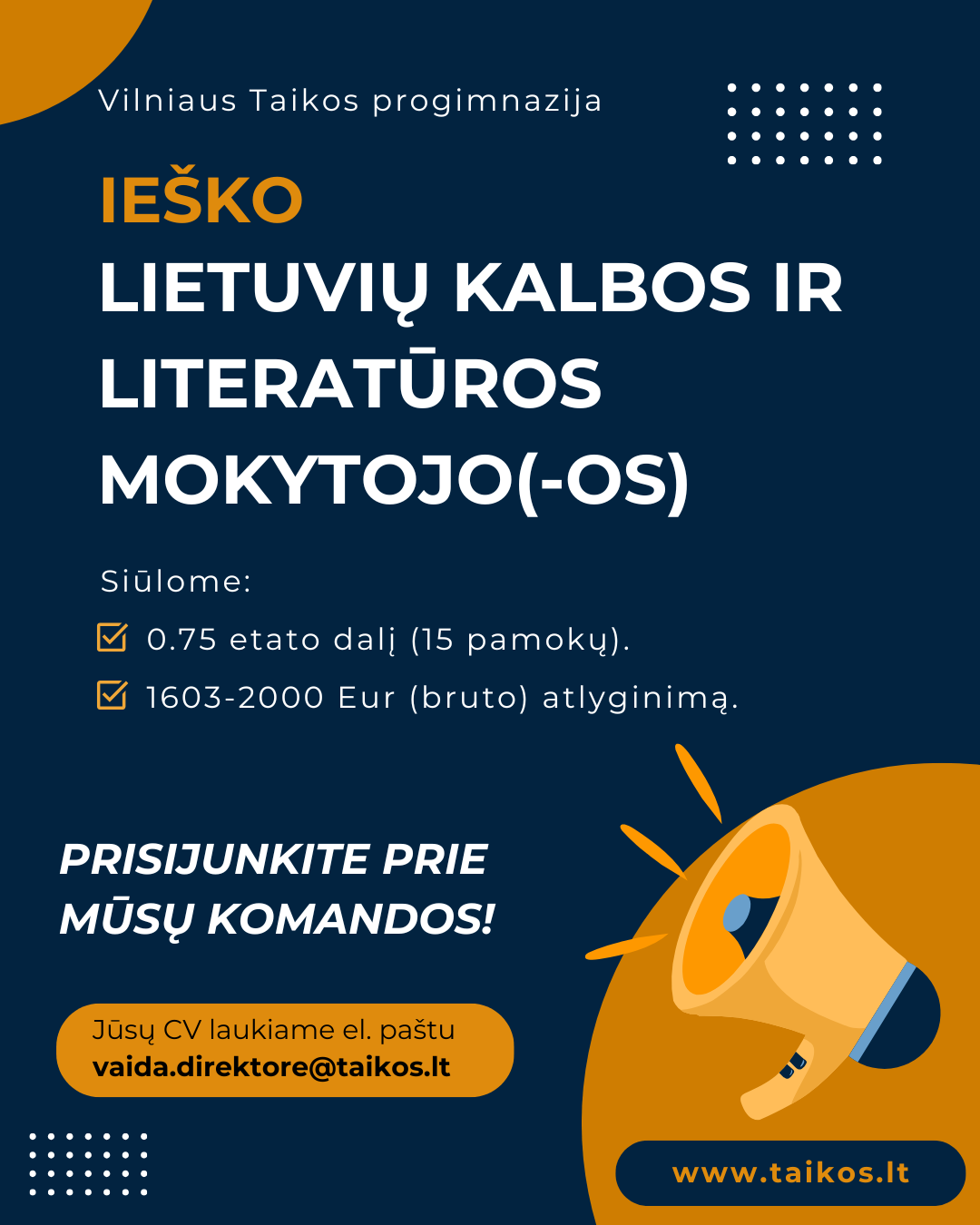 Ieškome mokytojo!